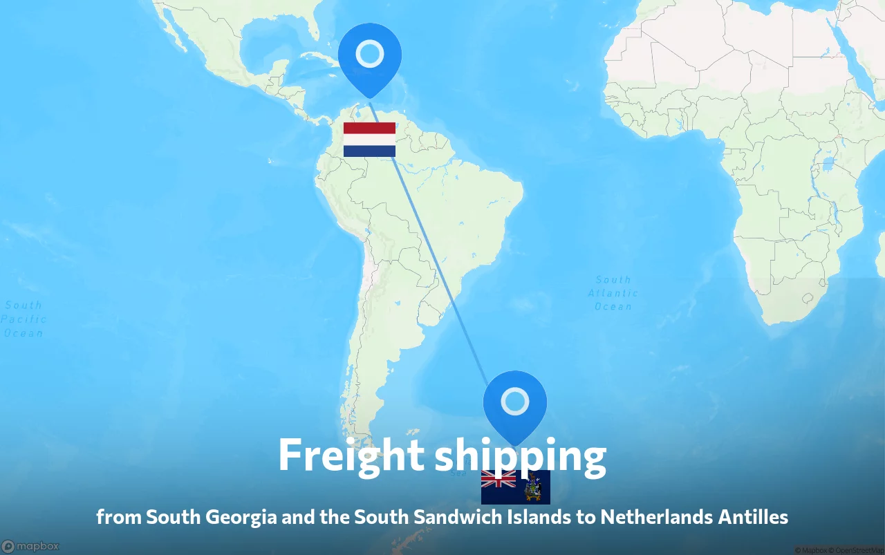 Shipping route from South Georgia and the South Sandwich Islands to Netherlands Antilles