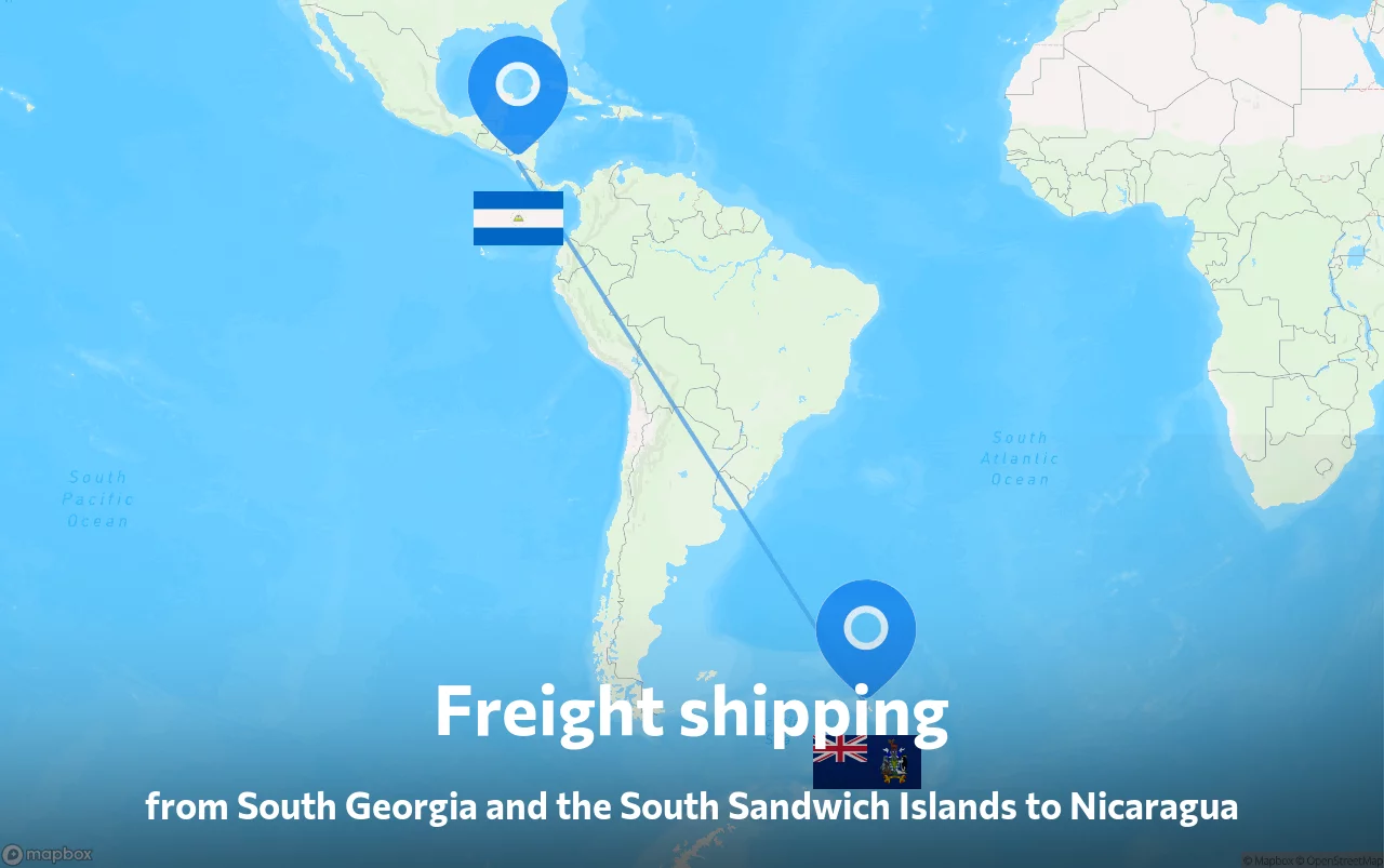 Shipping route from South Georgia and the South Sandwich Islands to Nicaragua