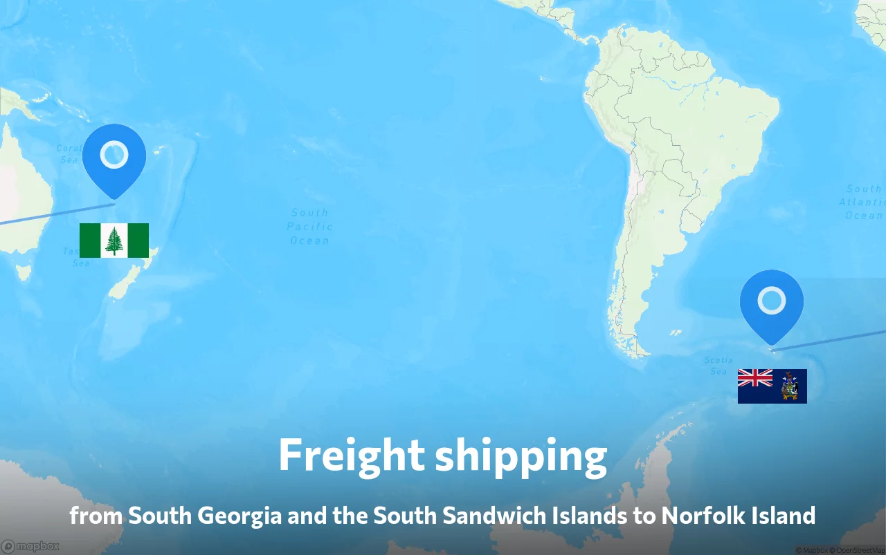 Shipping route from South Georgia and the South Sandwich Islands to Norfolk Island