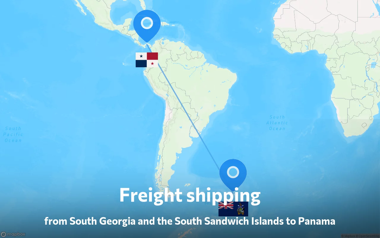 Shipping route from South Georgia and the South Sandwich Islands to Panama