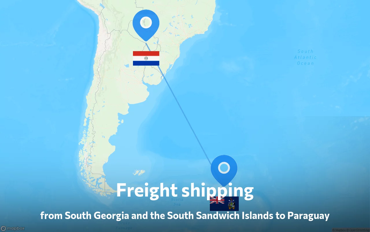 Shipping route from South Georgia and the South Sandwich Islands to Paraguay