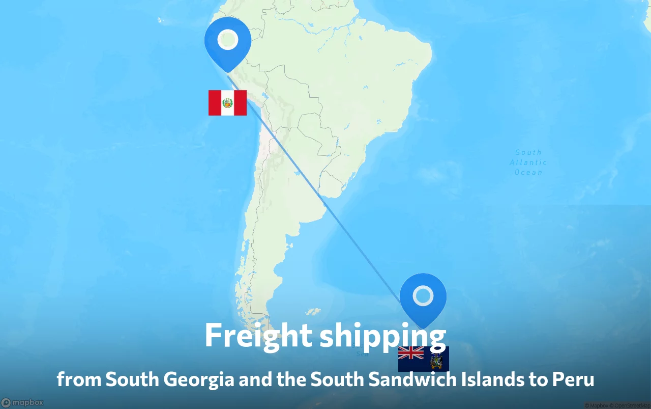 Shipping route from South Georgia and the South Sandwich Islands to Peru