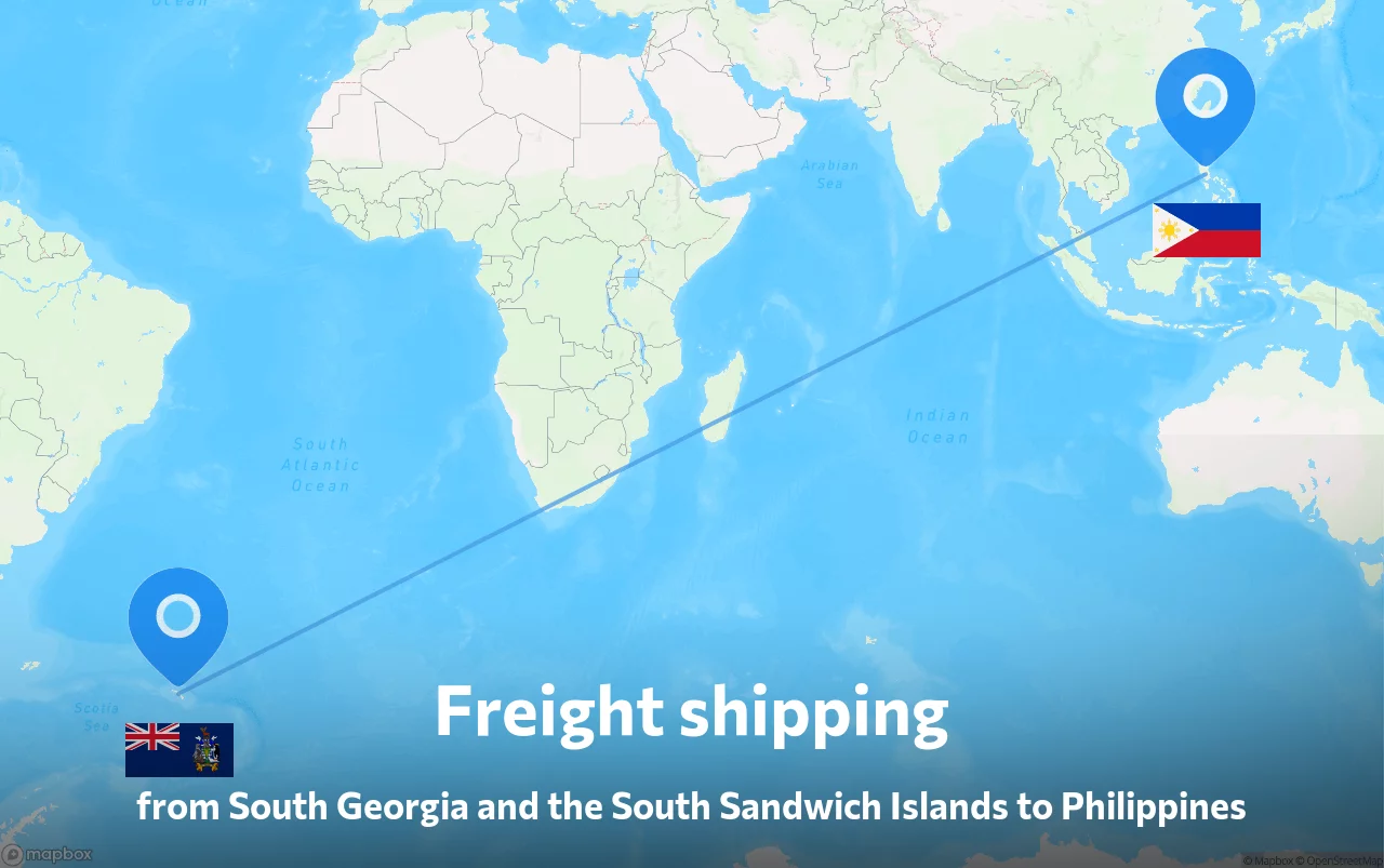 Shipping route from South Georgia and the South Sandwich Islands to Philippines