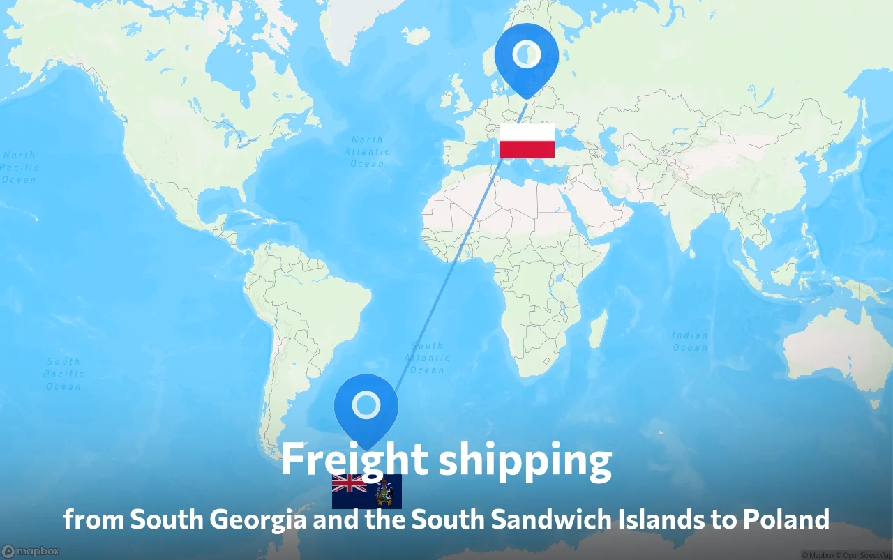 Shipping route from South Georgia and the South Sandwich Islands to Poland