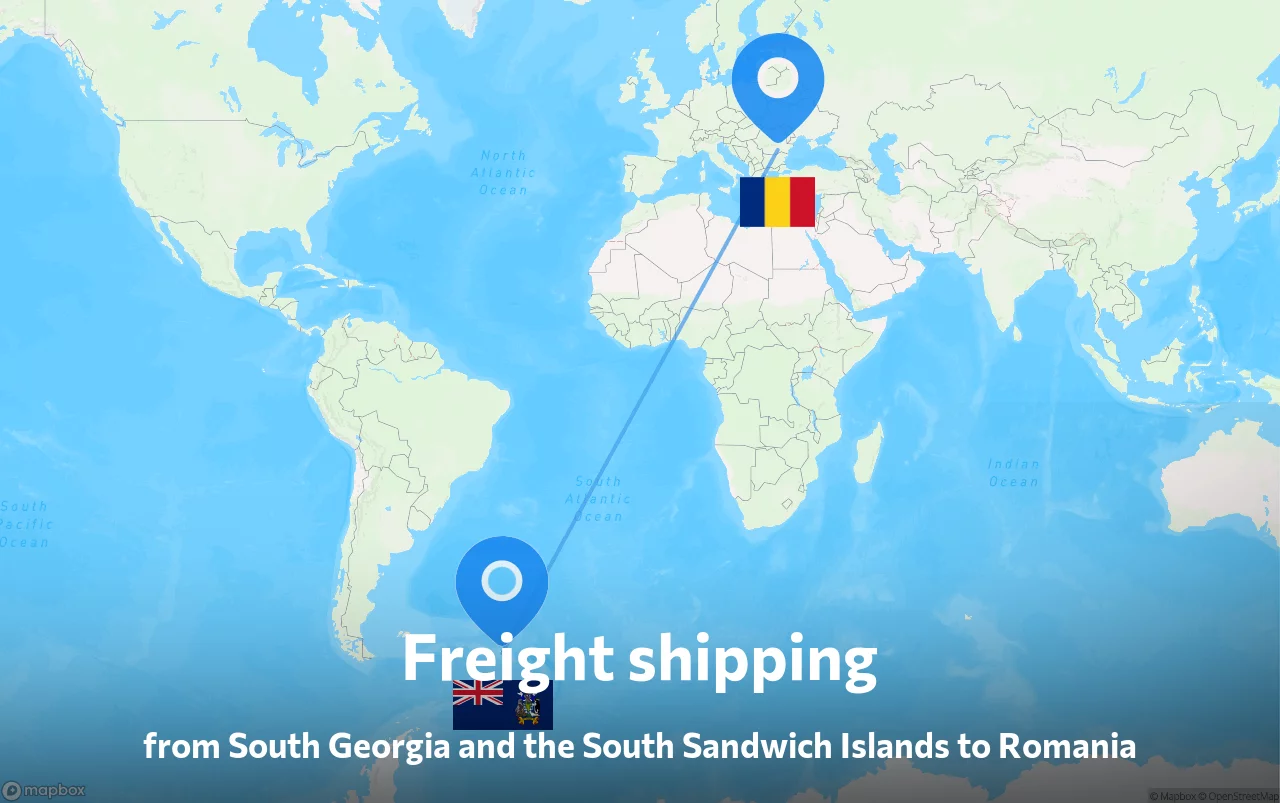 Shipping route from South Georgia and the South Sandwich Islands to Romania