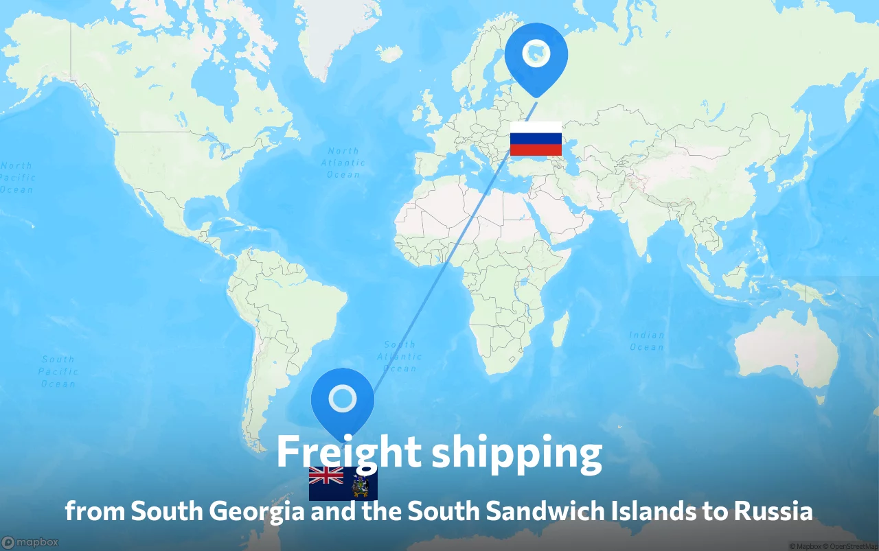Shipping route from South Georgia and the South Sandwich Islands to Russia