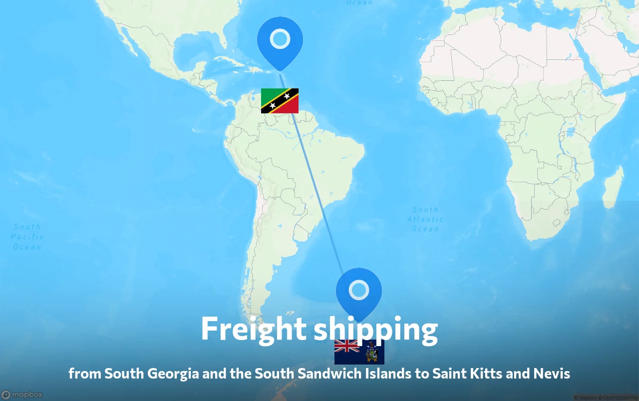 Shipping route from South Georgia and the South Sandwich Islands to Saint Kitts and Nevis