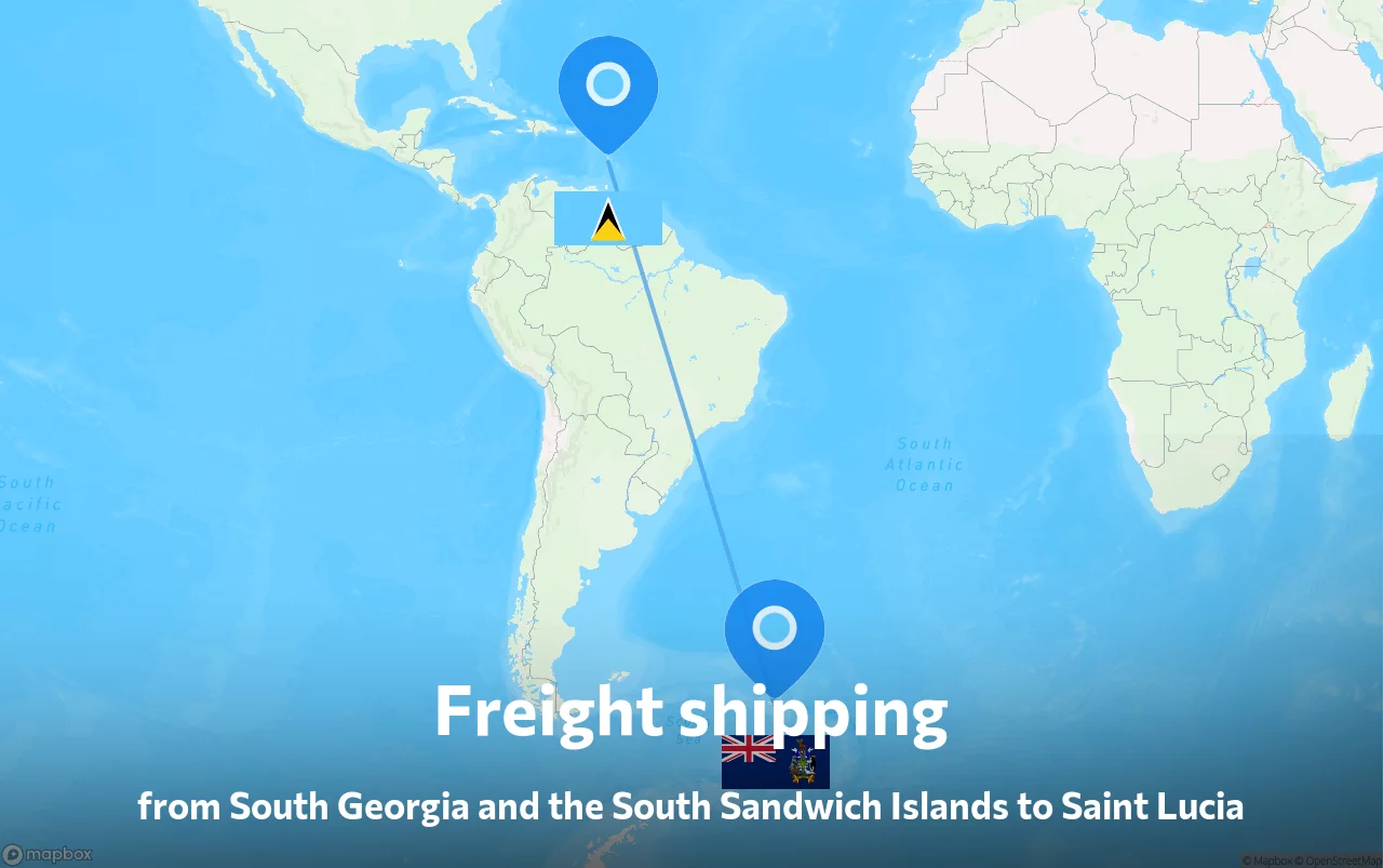 Shipping route from South Georgia and the South Sandwich Islands to Saint Lucia