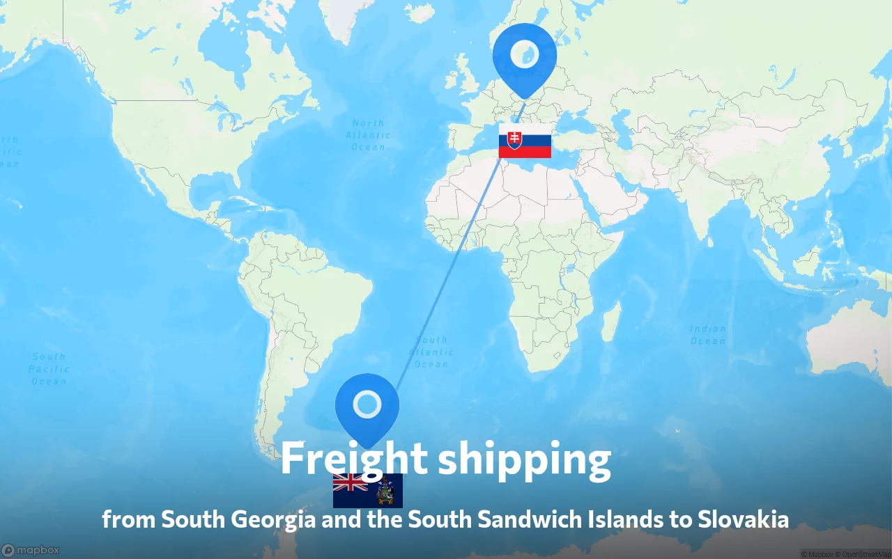 Shipping route from South Georgia and the South Sandwich Islands to Slovakia