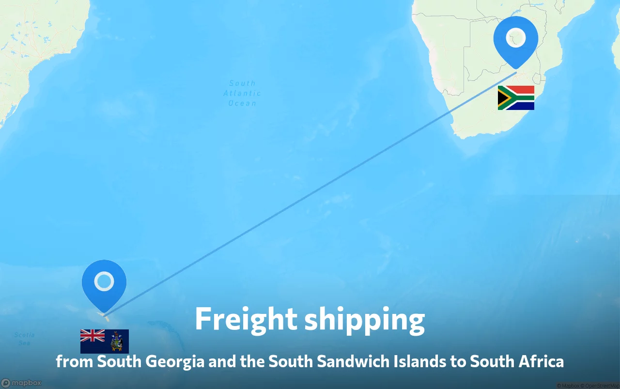Shipping route from South Georgia and the South Sandwich Islands to South Africa