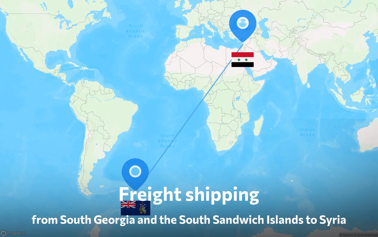 Shipping route from South Georgia and the South Sandwich Islands to Syria