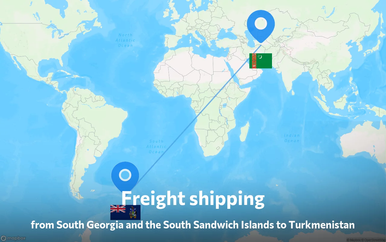 Shipping route from South Georgia and the South Sandwich Islands to Turkmenistan