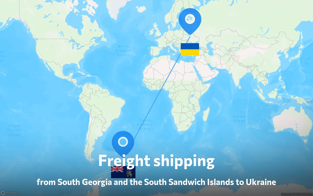Shipping route from South Georgia and the South Sandwich Islands to Ukraine