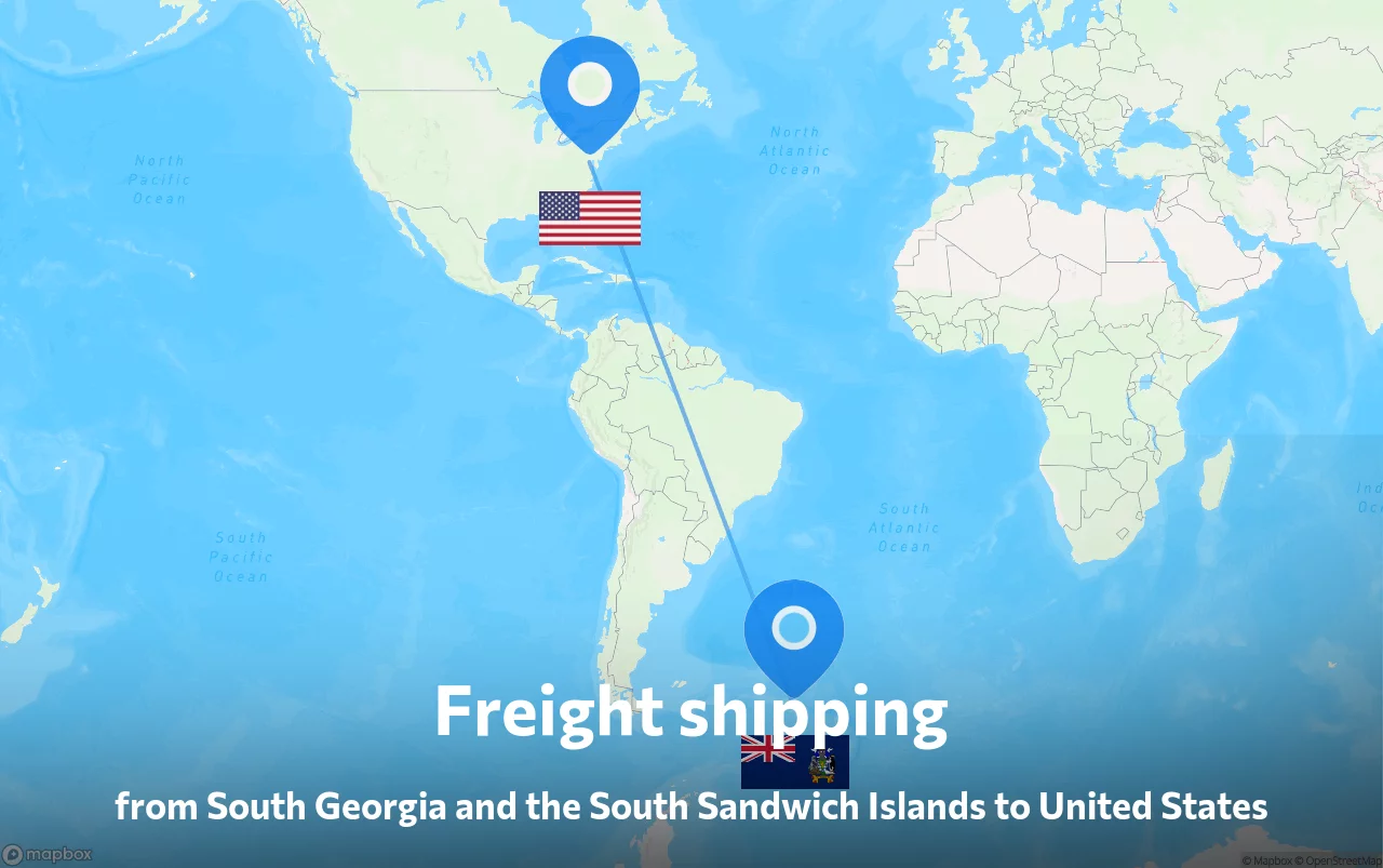 Shipping route from South Georgia and the South Sandwich Islands to United States