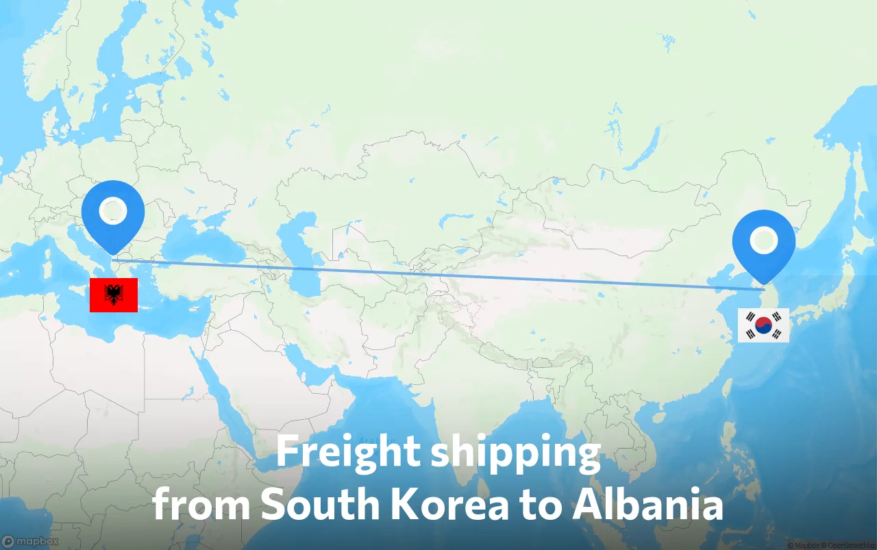 Shipping route from South Korea to Albania