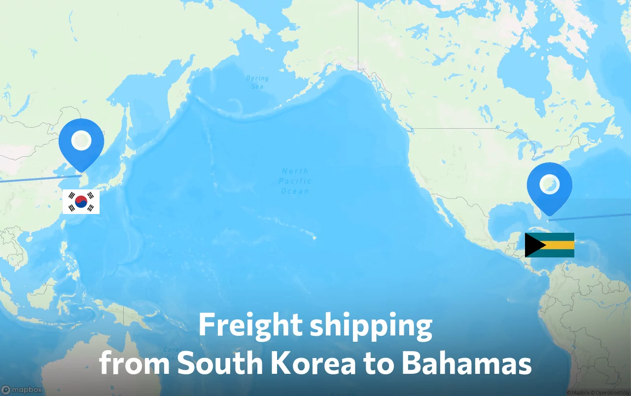 Shipping route from South Korea to Bahamas