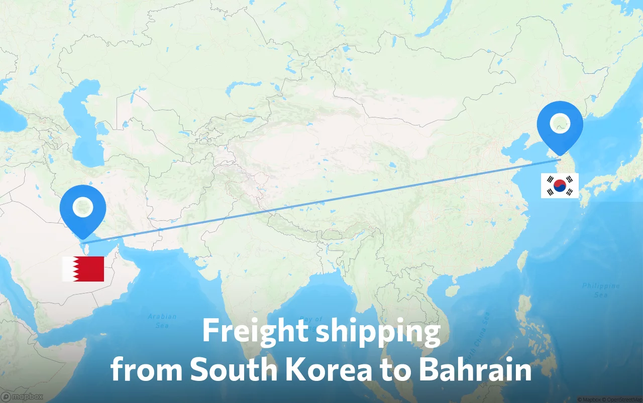 Shipping route from South Korea to Bahrain