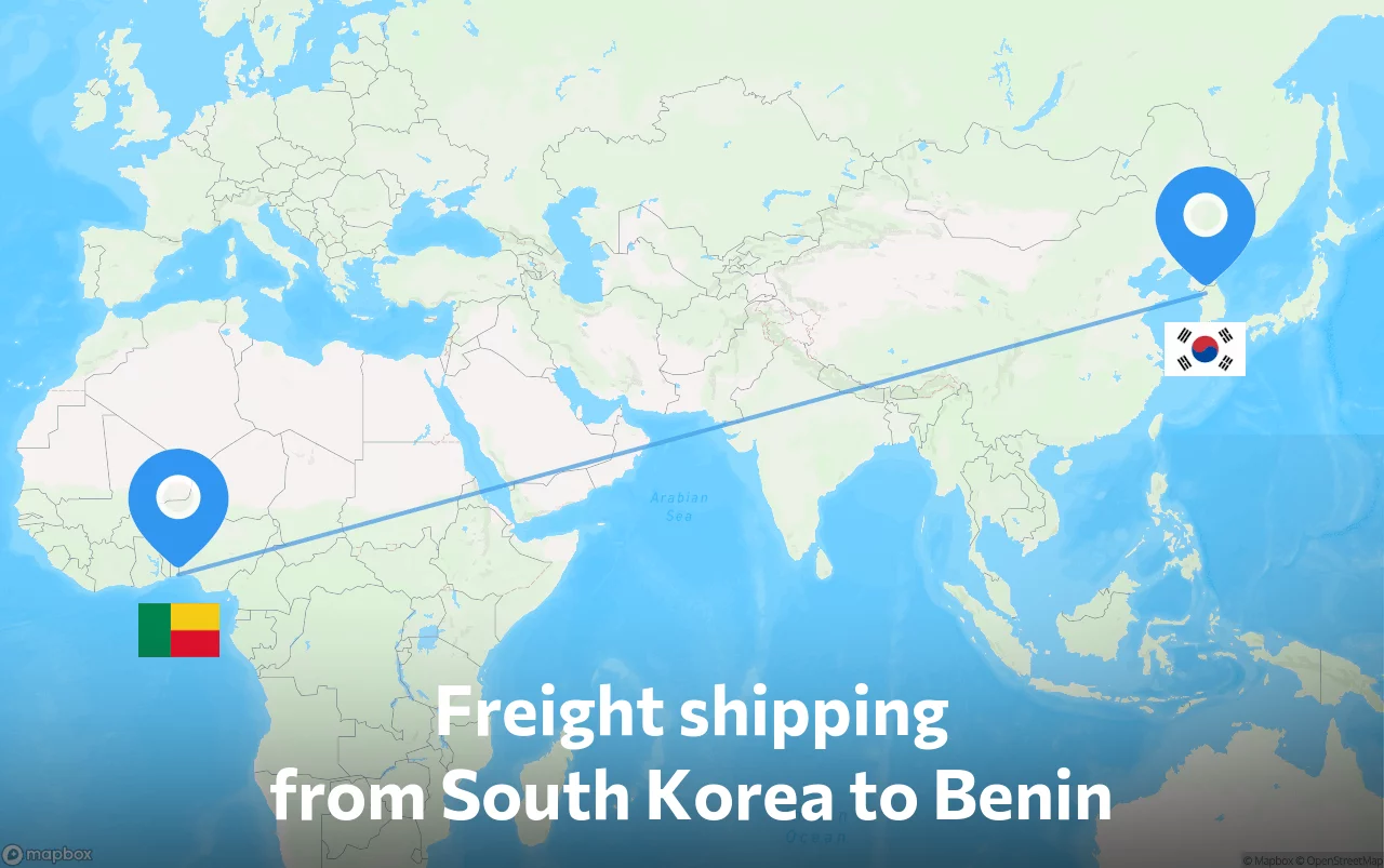 Shipping route from South Korea to Benin