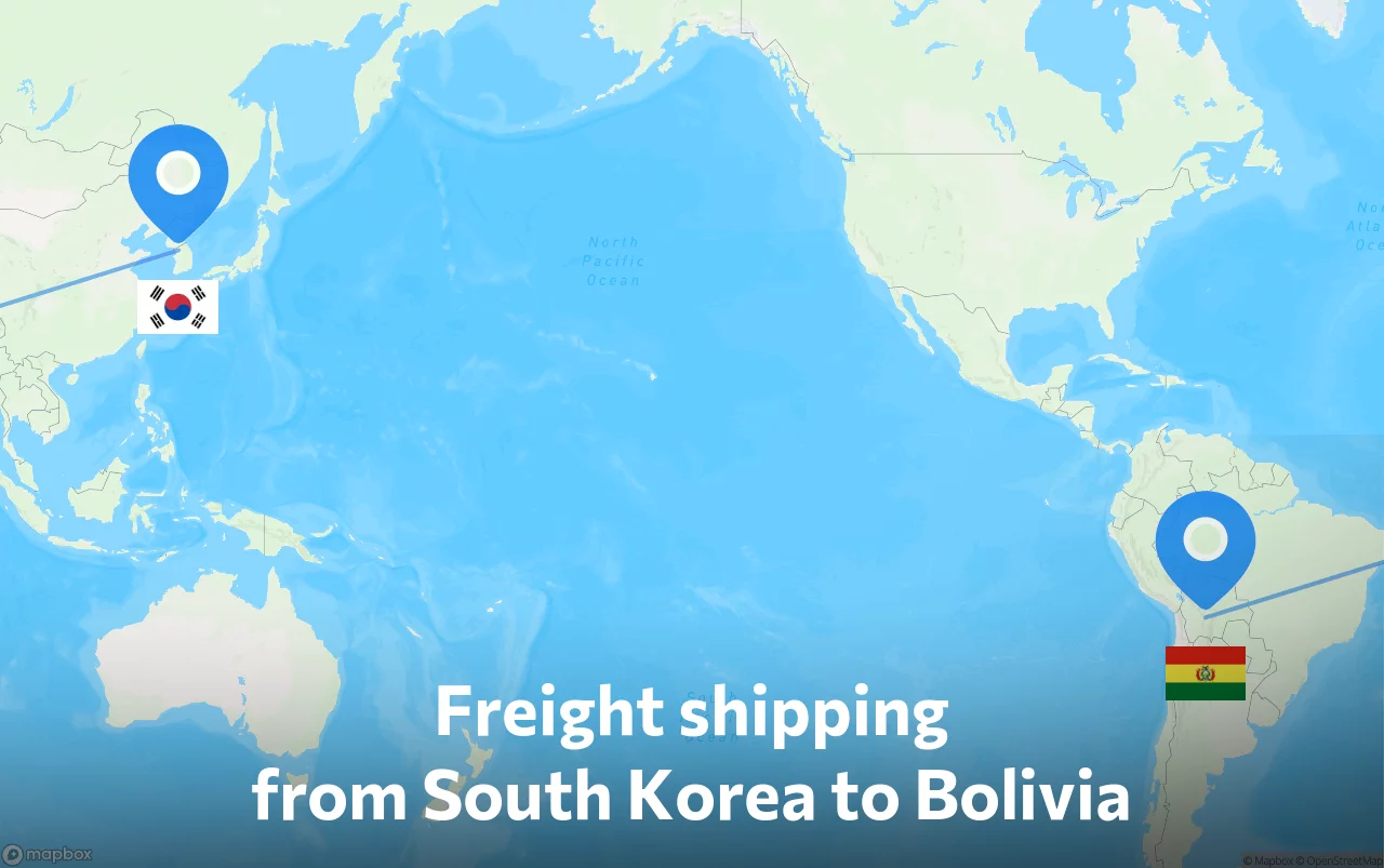 Shipping route from South Korea to Bolivia