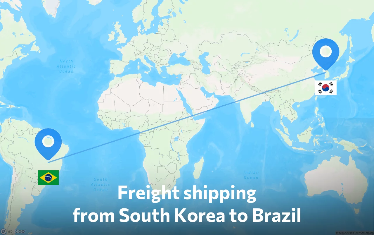 Shipping route from South Korea to Brazil