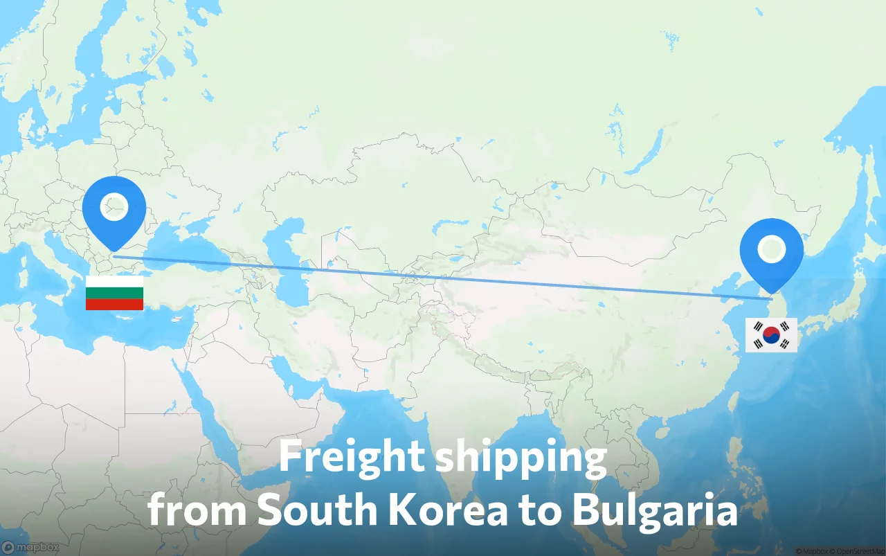 Shipping route from South Korea to Bulgaria