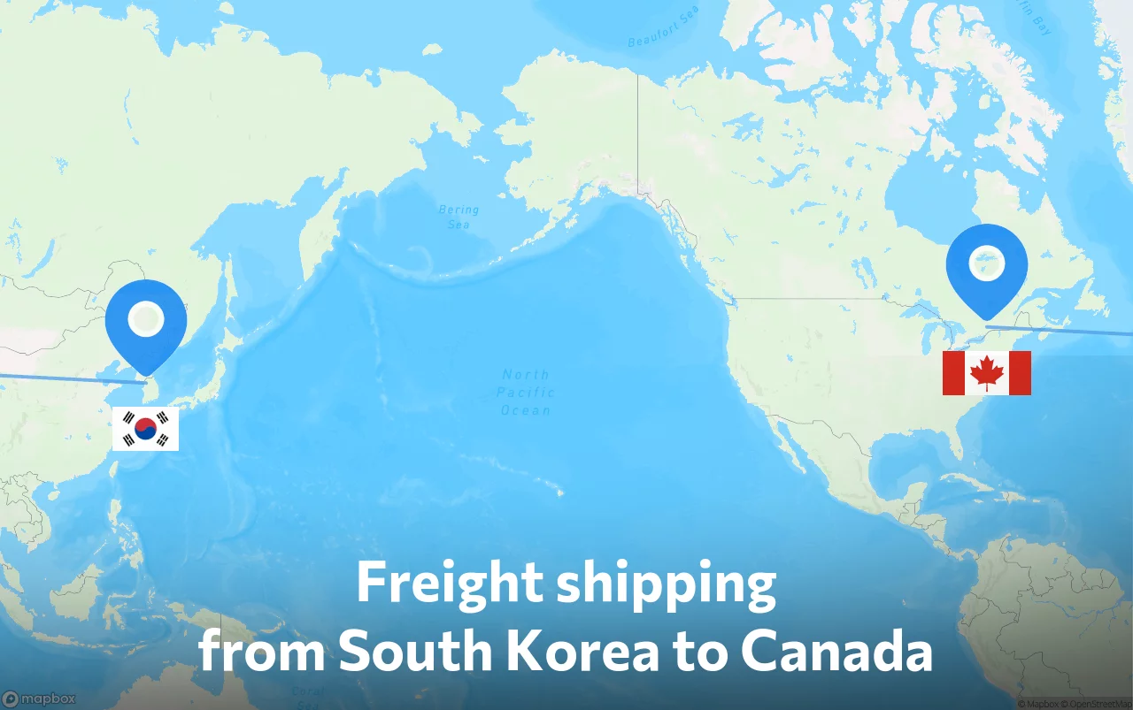 Shipping route from South Korea to Canada