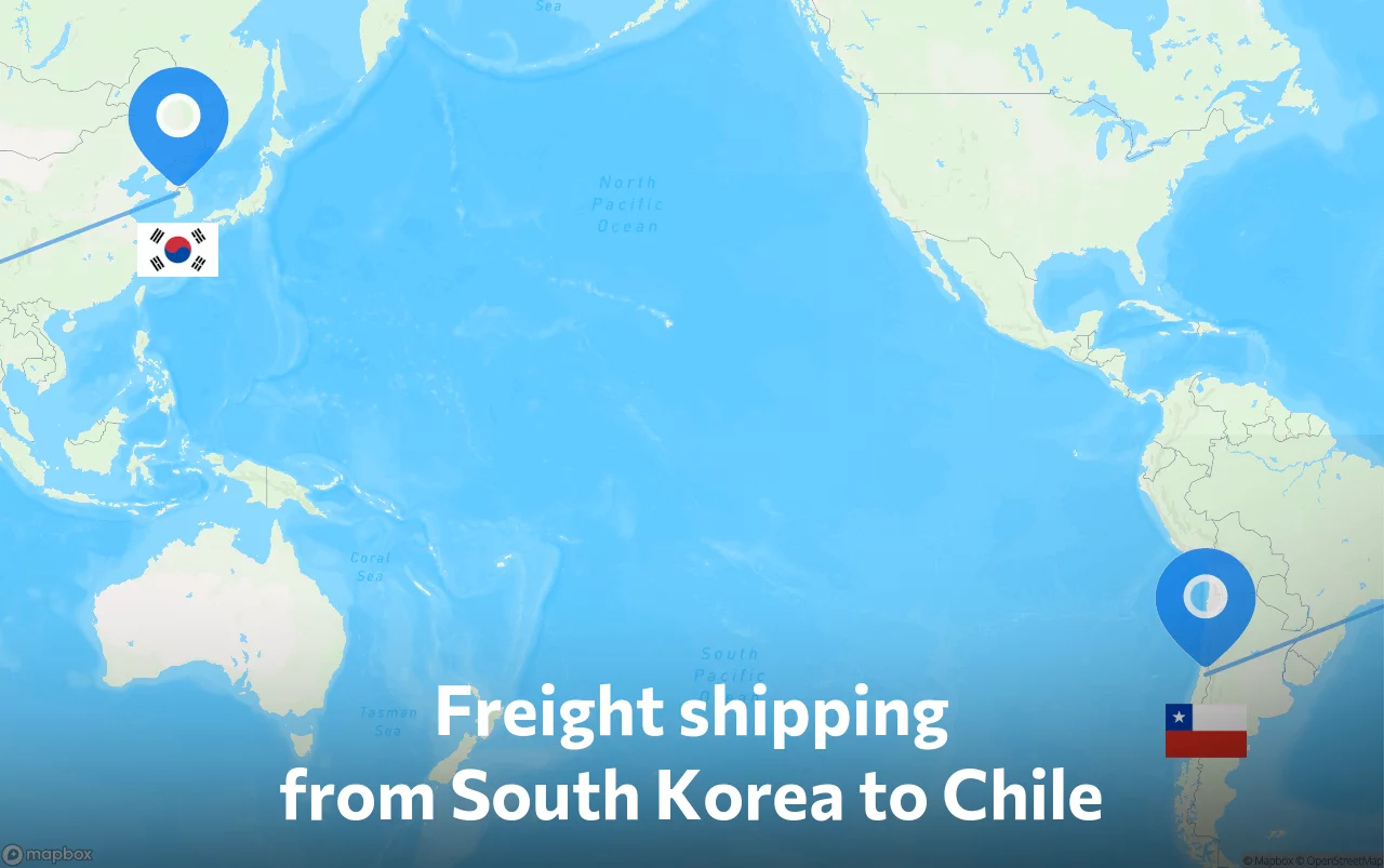 Shipping route from South Korea to Chile