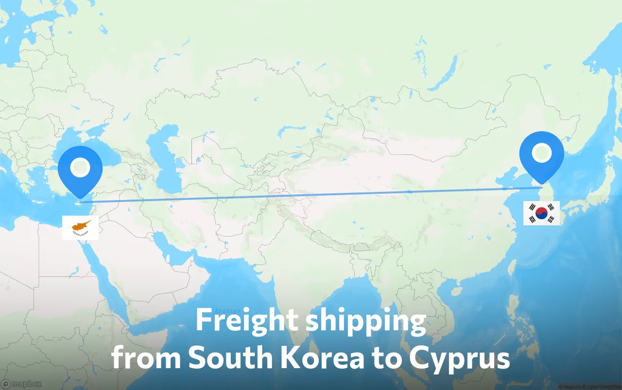 Shipping route from South Korea to Cyprus