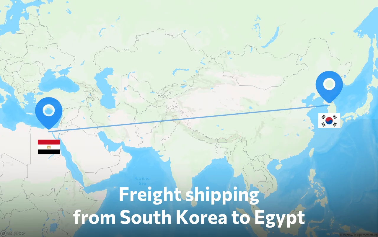 Shipping route from South Korea to Egypt