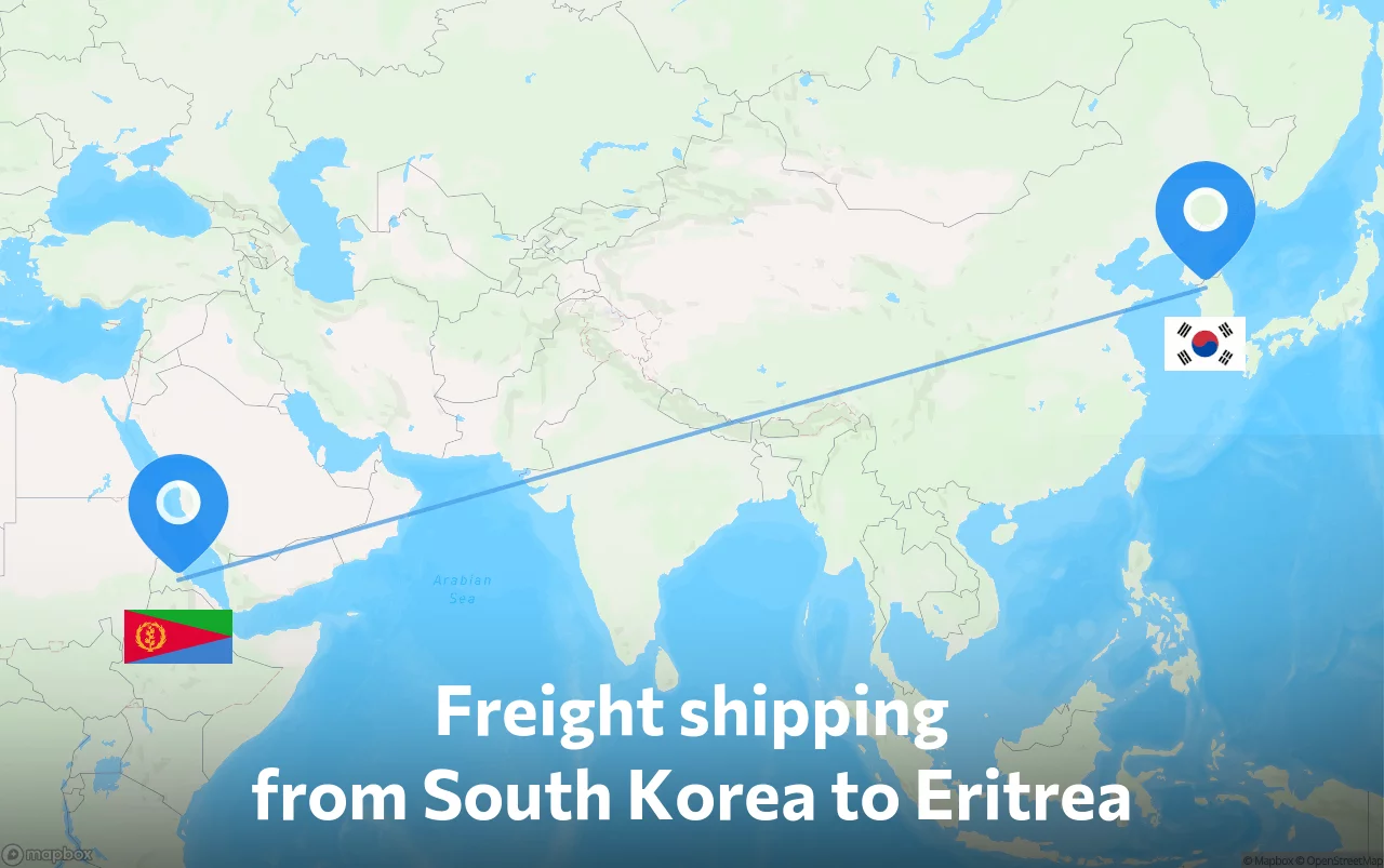 Shipping route from South Korea to Eritrea