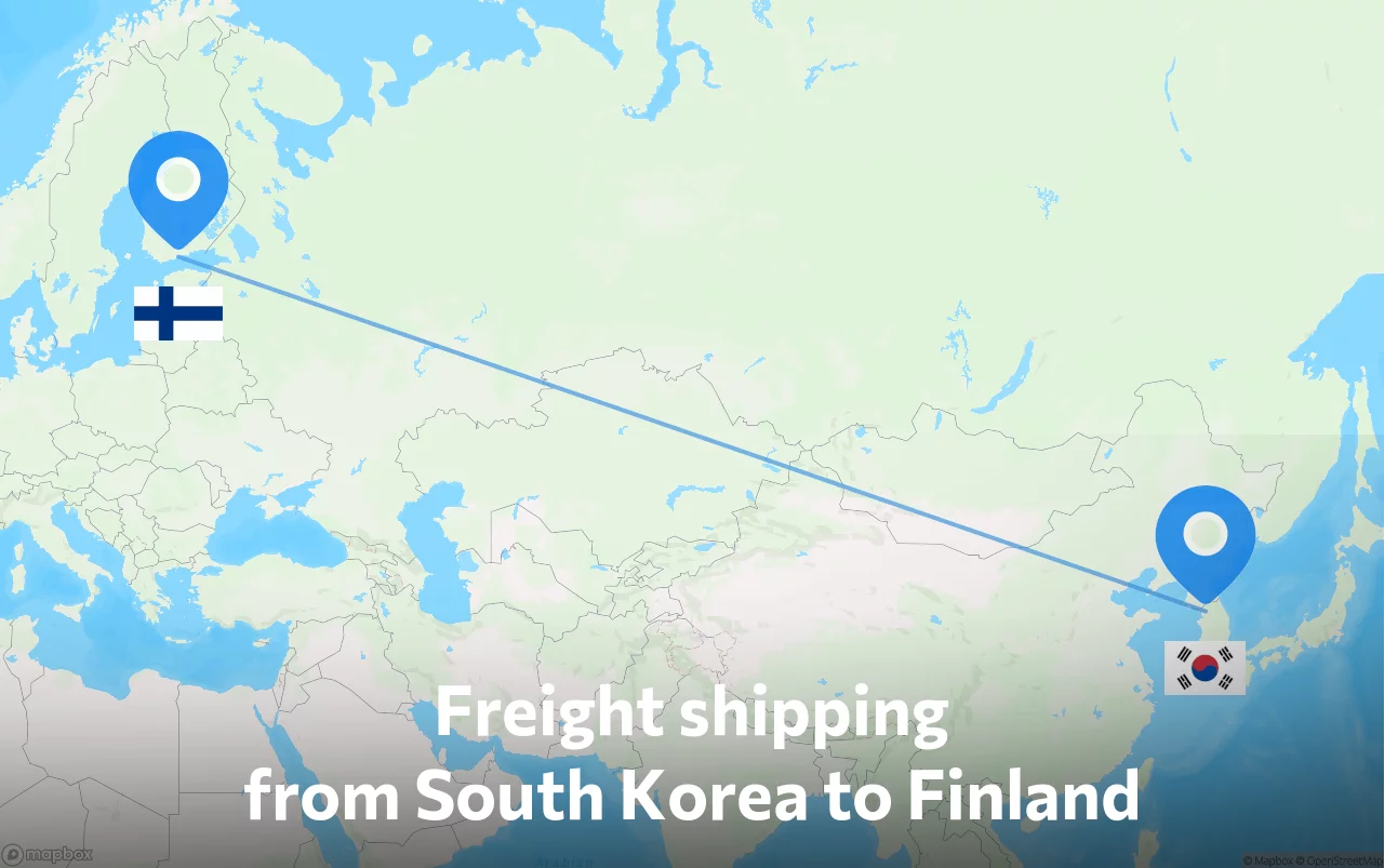 Shipping route from South Korea to Finland