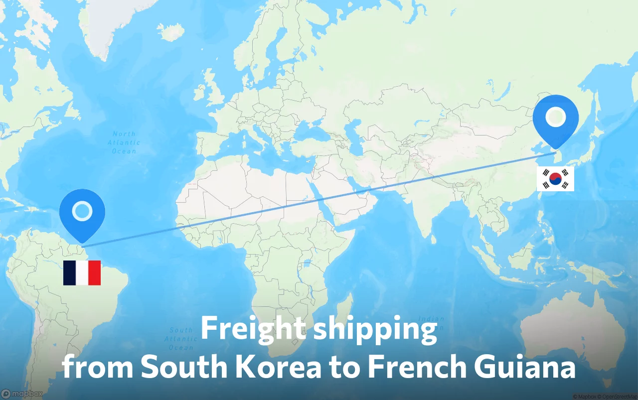 Shipping route from South Korea to French Guiana