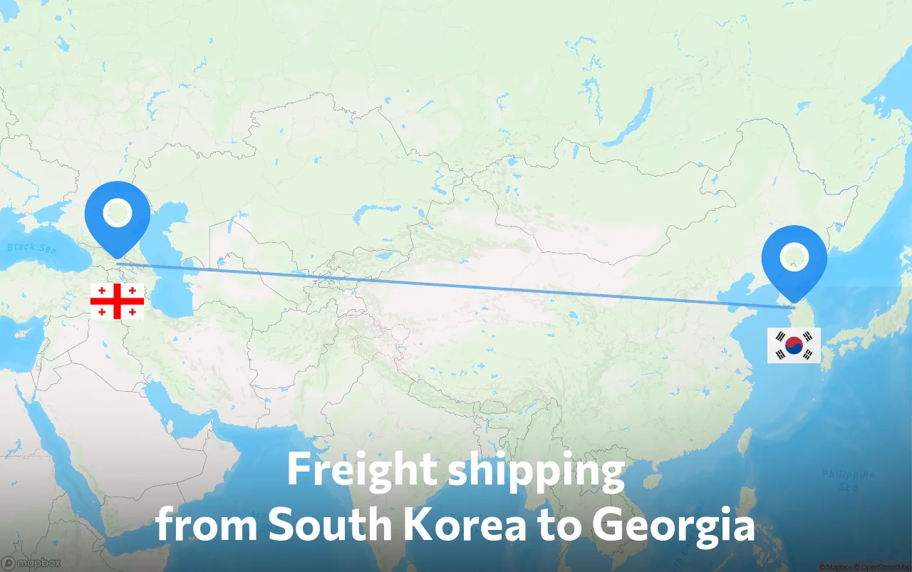 Shipping route from South Korea to Georgia