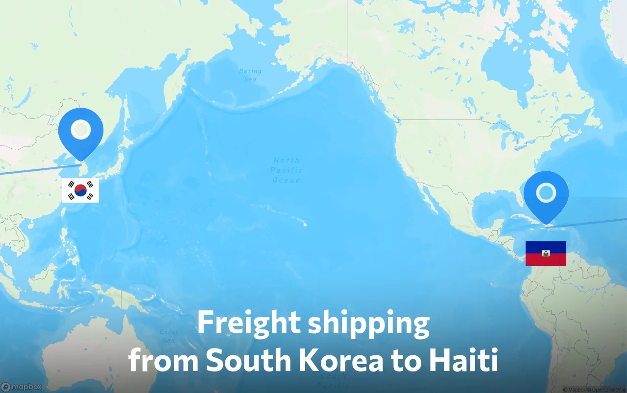 Shipping route from South Korea to Haiti