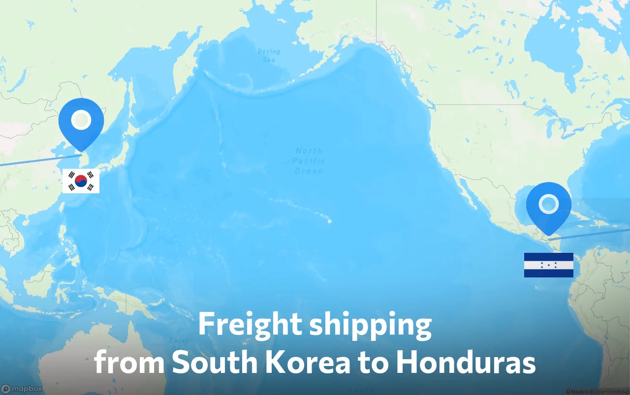 Shipping route from South Korea to Honduras