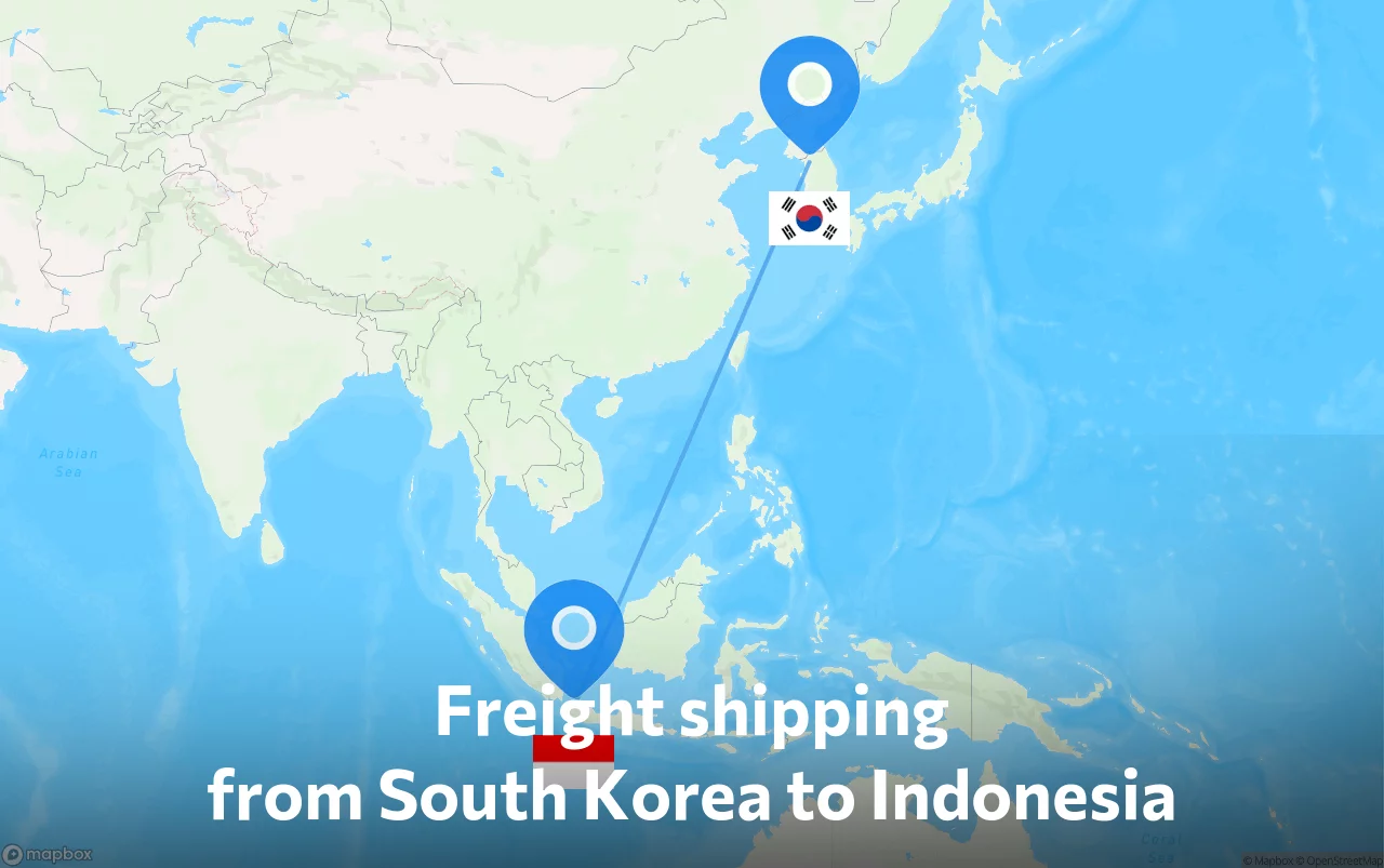 Shipping route from South Korea to Indonesia