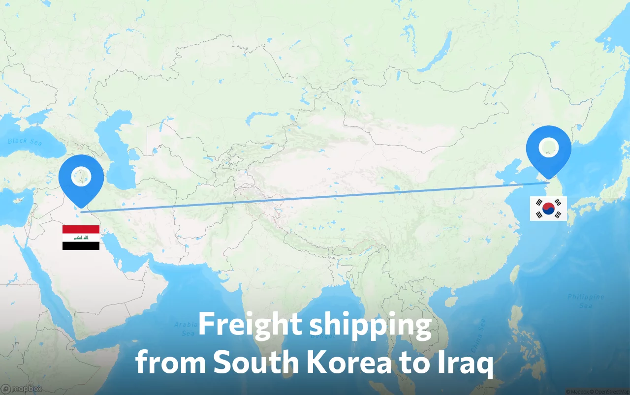 Shipping route from South Korea to Iraq