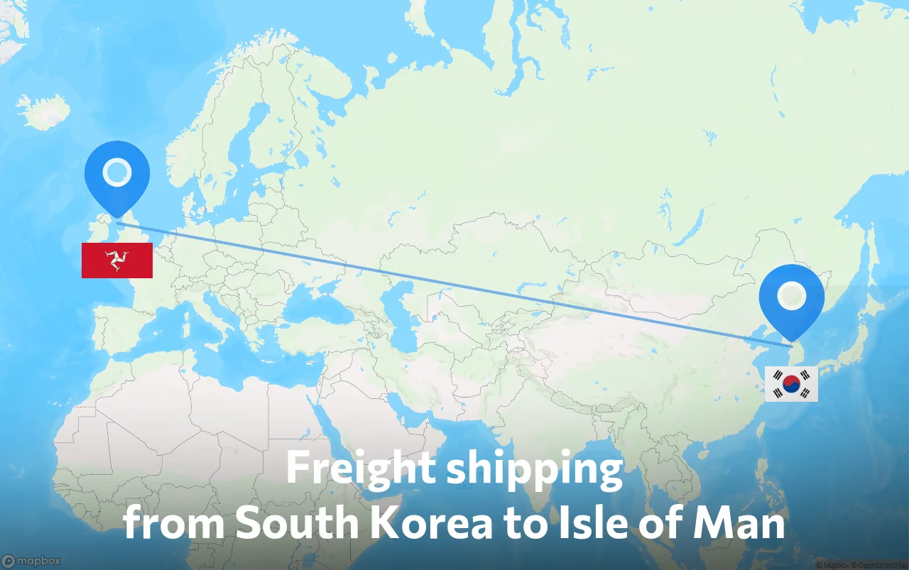 Shipping route from South Korea to Isle of Man