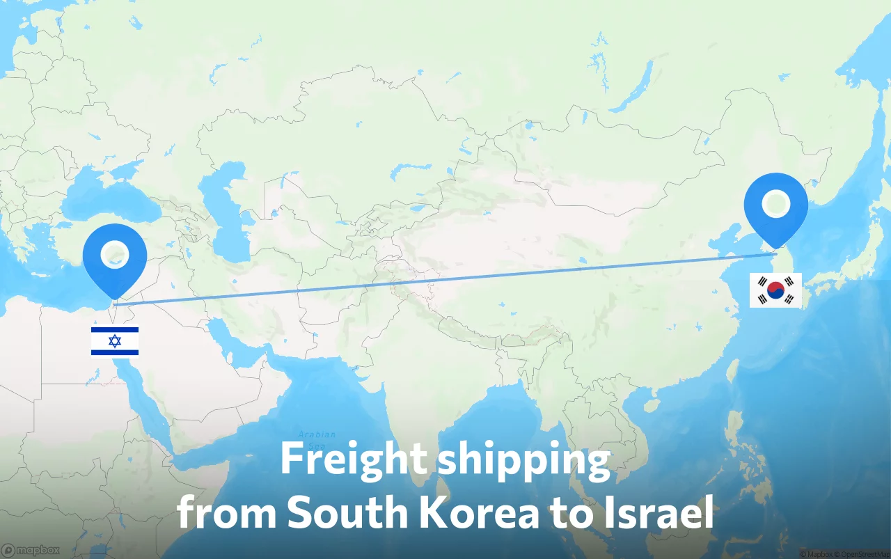 Shipping route from South Korea to Israel