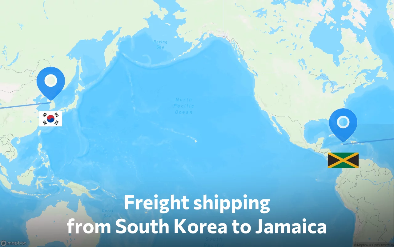 Shipping route from South Korea to Jamaica