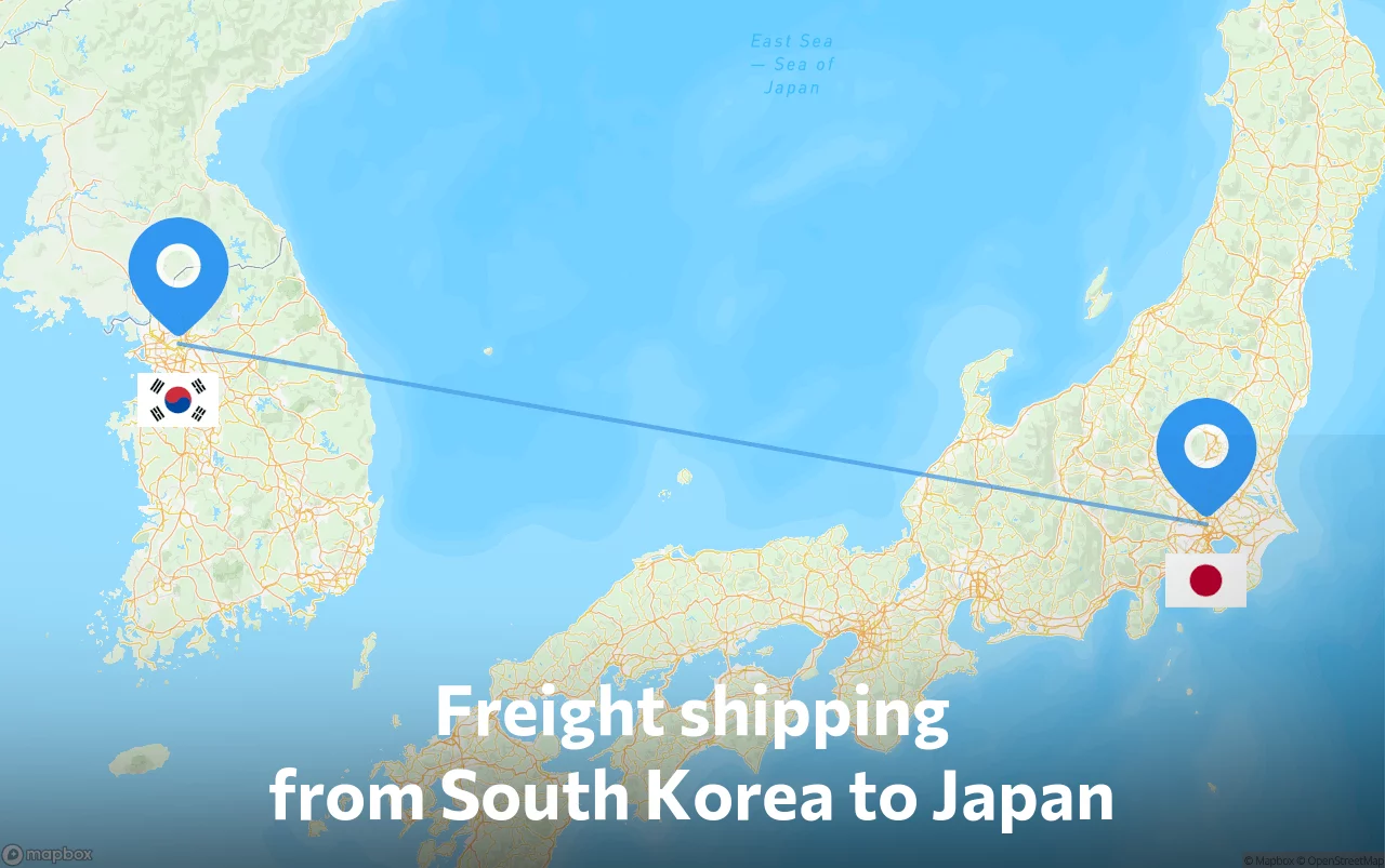 Shipping route from South Korea to Japan
