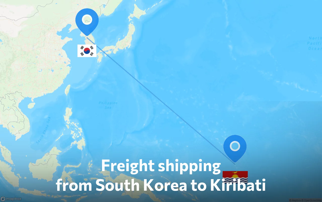 Shipping route from South Korea to Kiribati