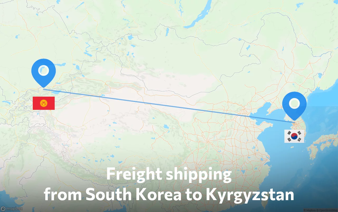 Shipping route from South Korea to Kyrgyzstan