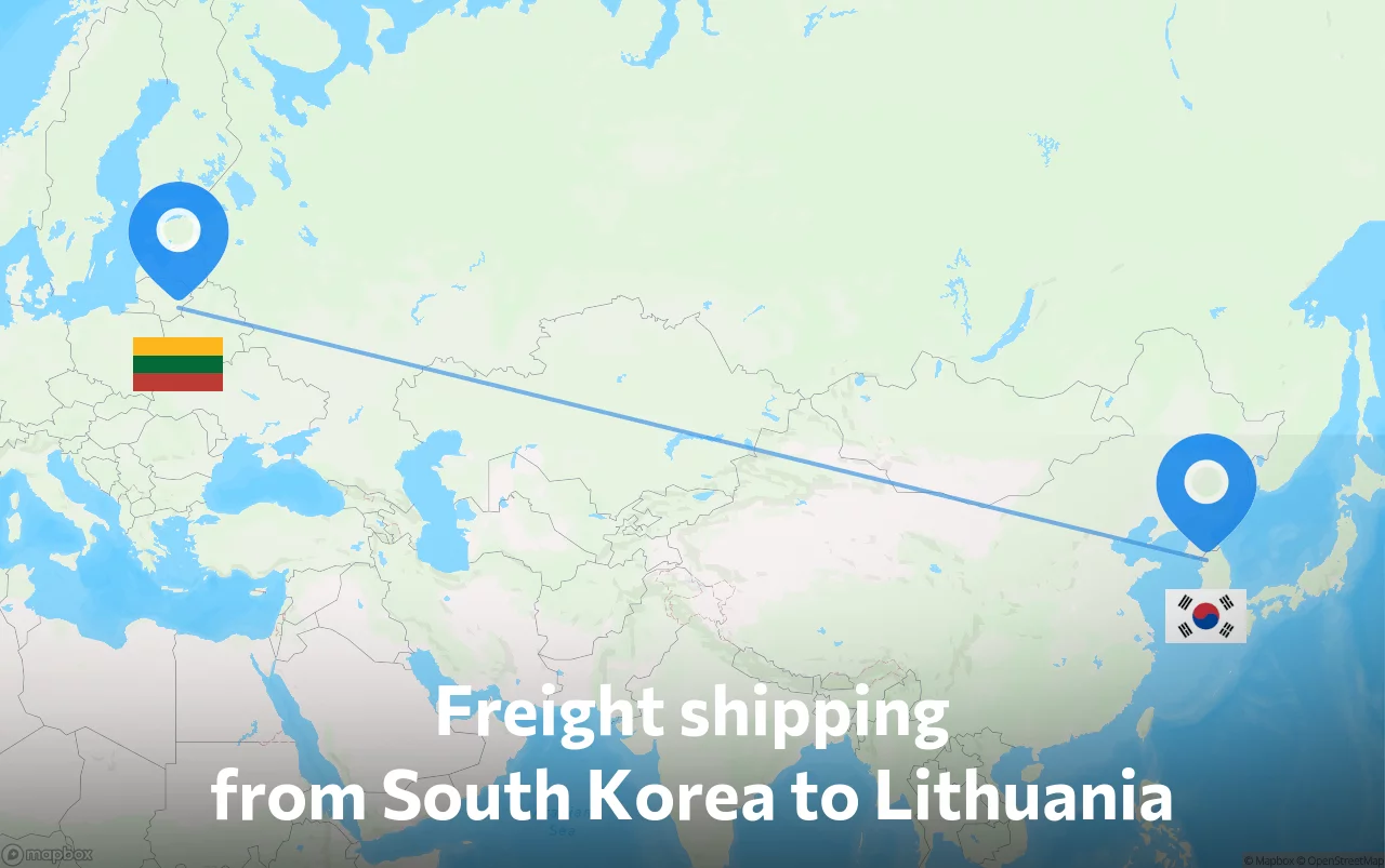 Shipping route from South Korea to Lithuania