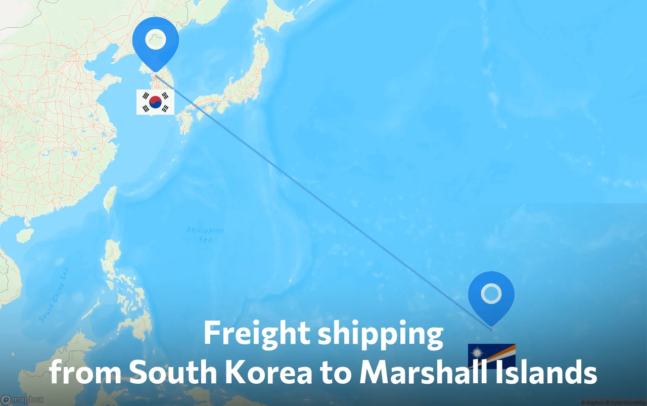 Shipping route from South Korea to Marshall Islands