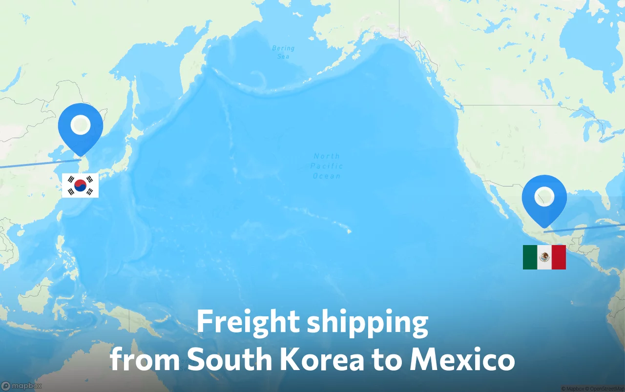 Shipping route from South Korea to Mexico