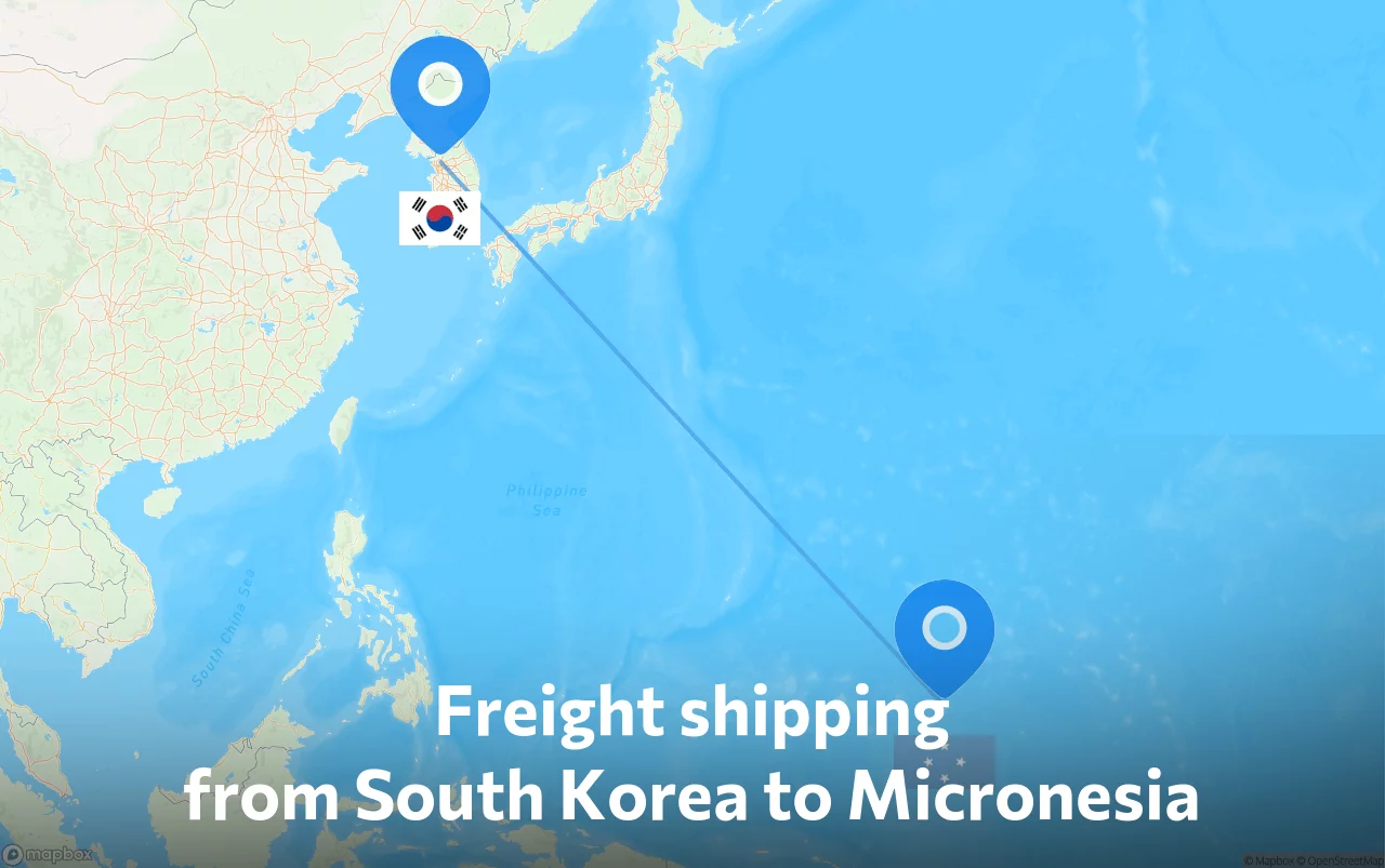 Shipping route from South Korea to Micronesia