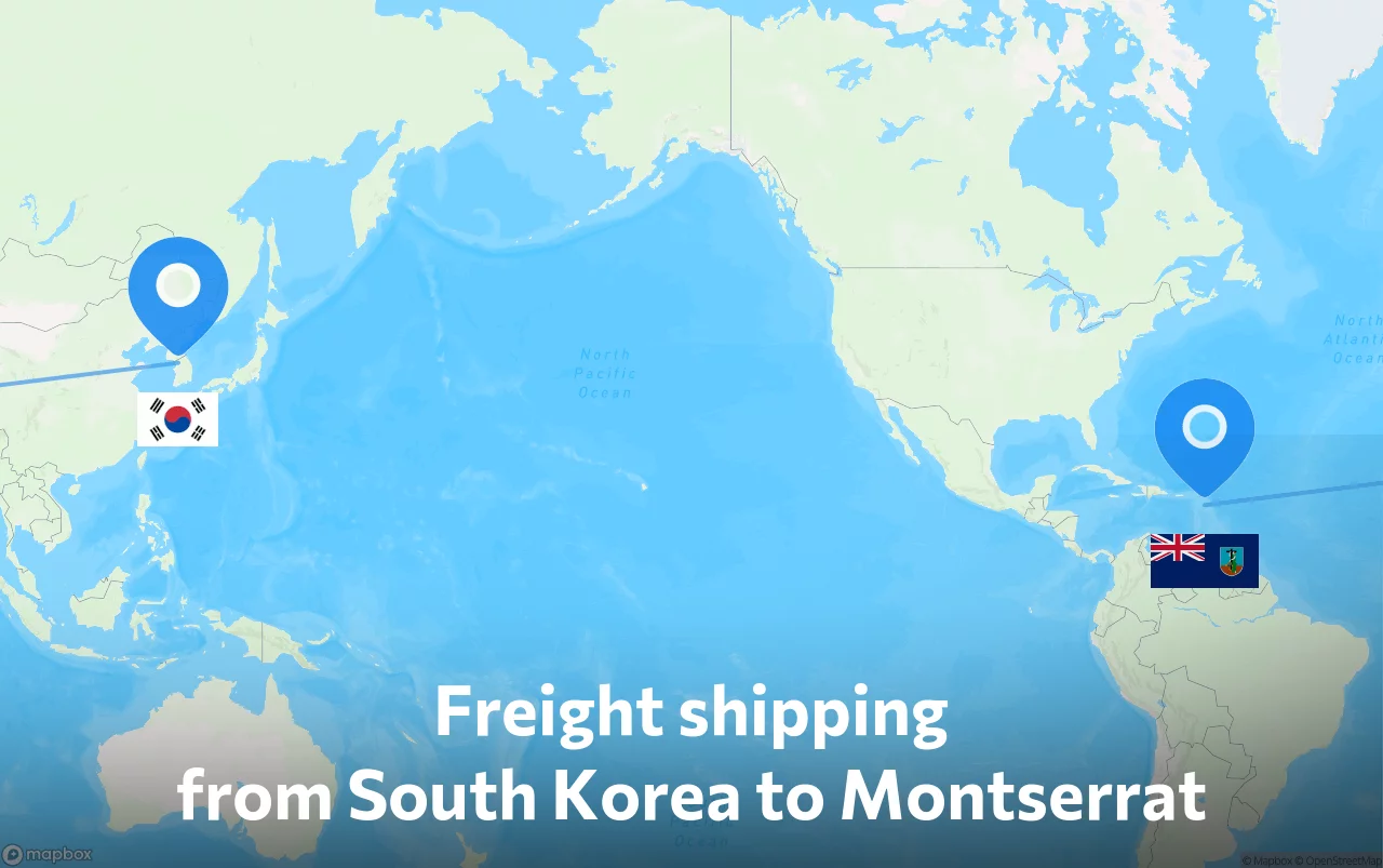 Shipping route from South Korea to Montserrat