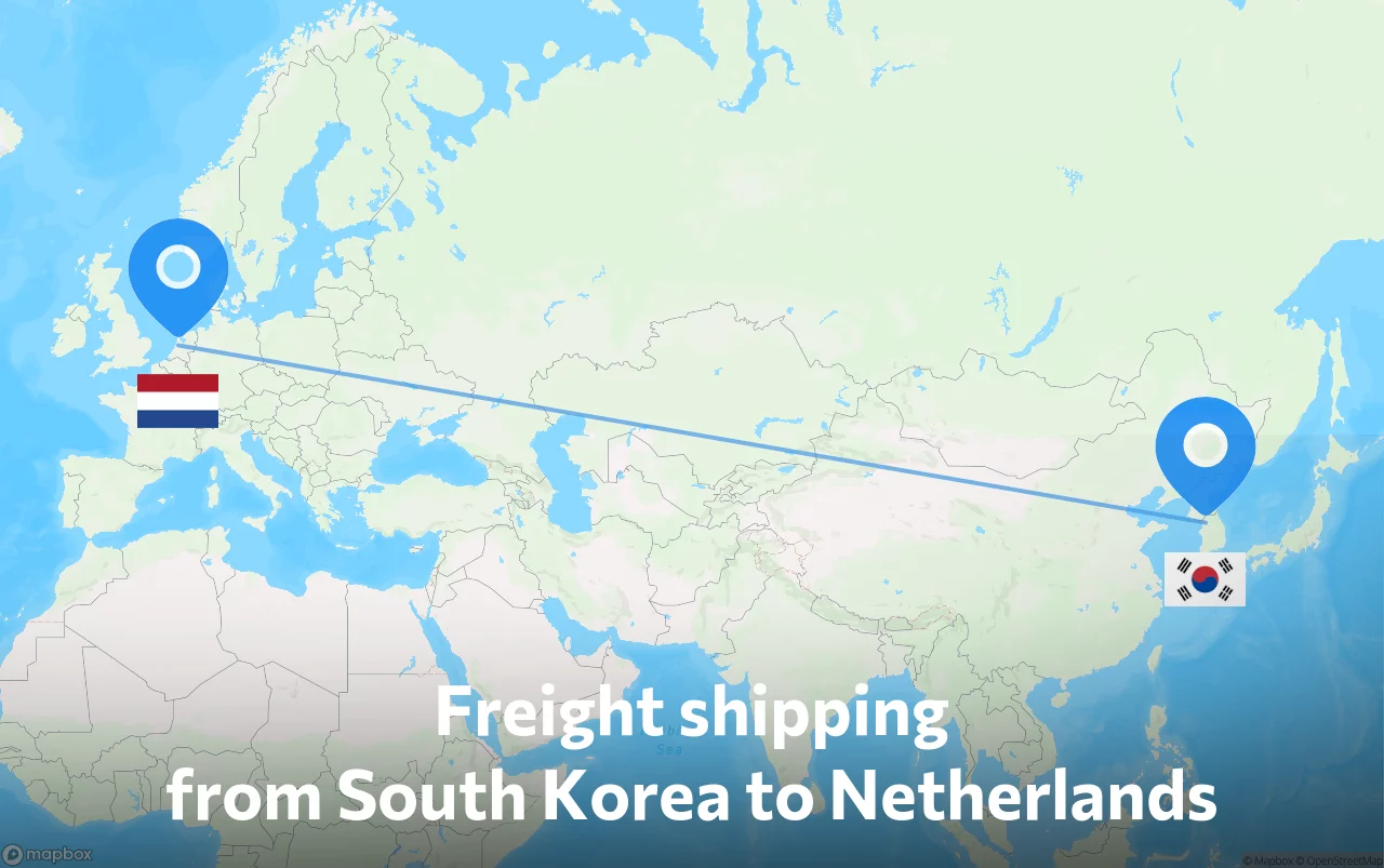 Shipping route from South Korea to Netherlands