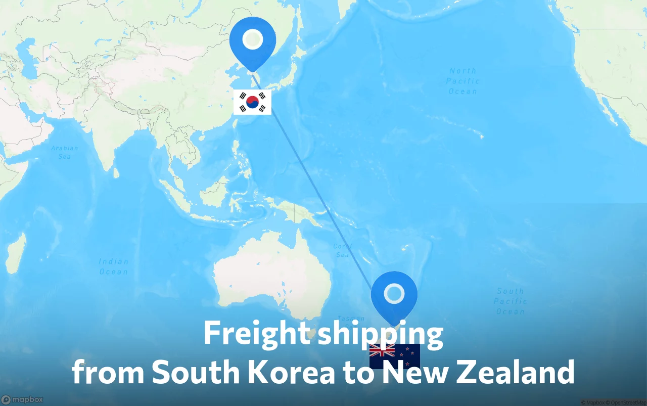 Shipping route from South Korea to New Zealand